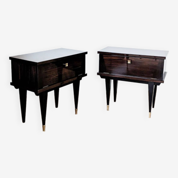 Pair of lacquered bedside tables from the 1950s