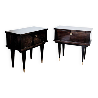 Pair of lacquered bedside tables from the 1950s