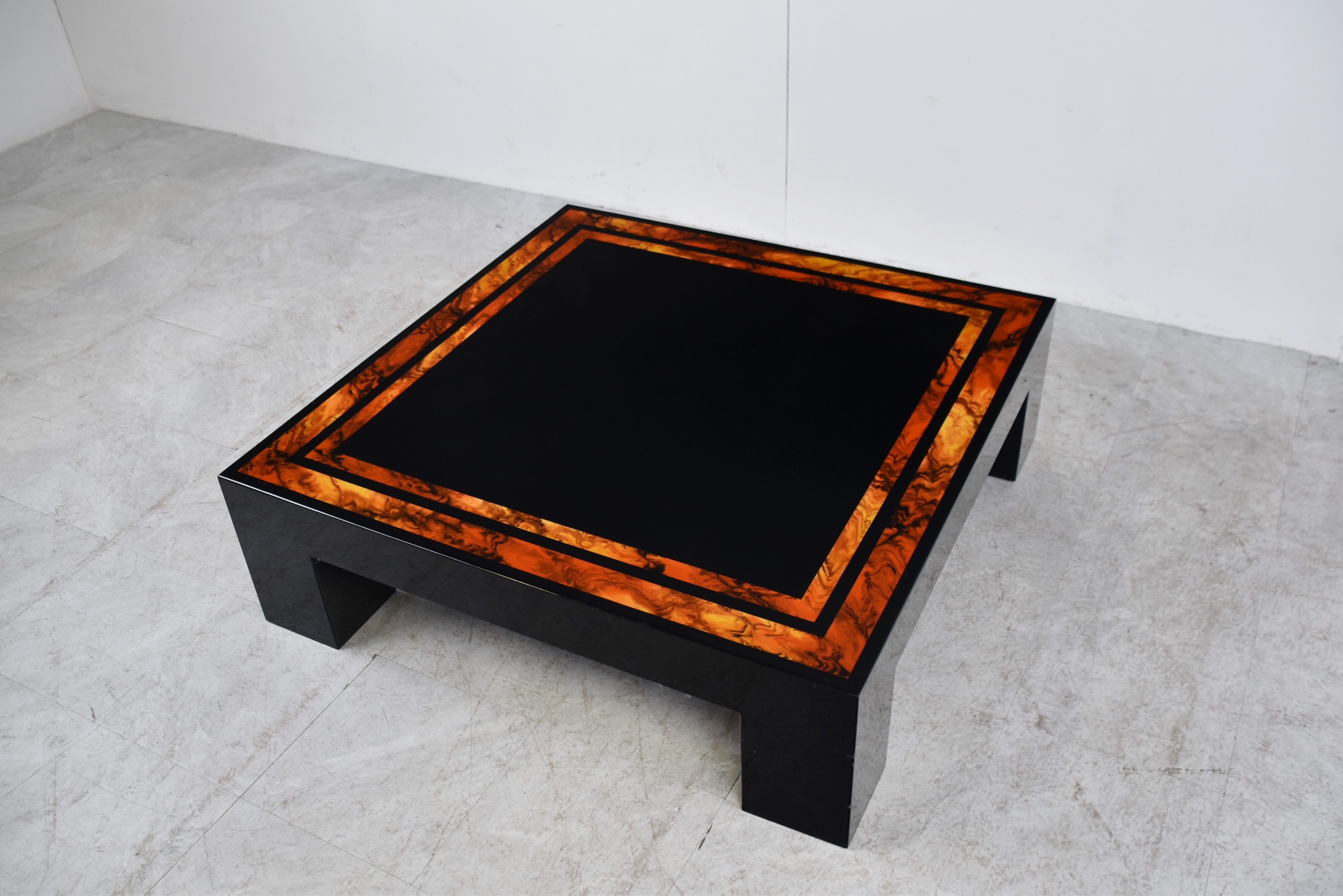 Vintage burl wooden coffee table, 1980s