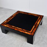 Vintage burl wooden coffee table, 1980s