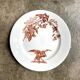 Plat rond longwy en terre de fer blanche et marron