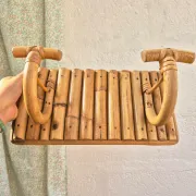 Patère double vintage rotin