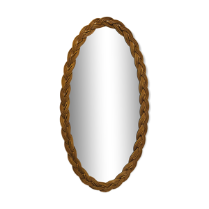 miroir ovale en rotin