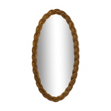 Oval mirror in rattan 1960s - 70x38cm