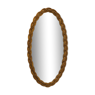 Oval mirror in rattan 1960s - 70x38cm