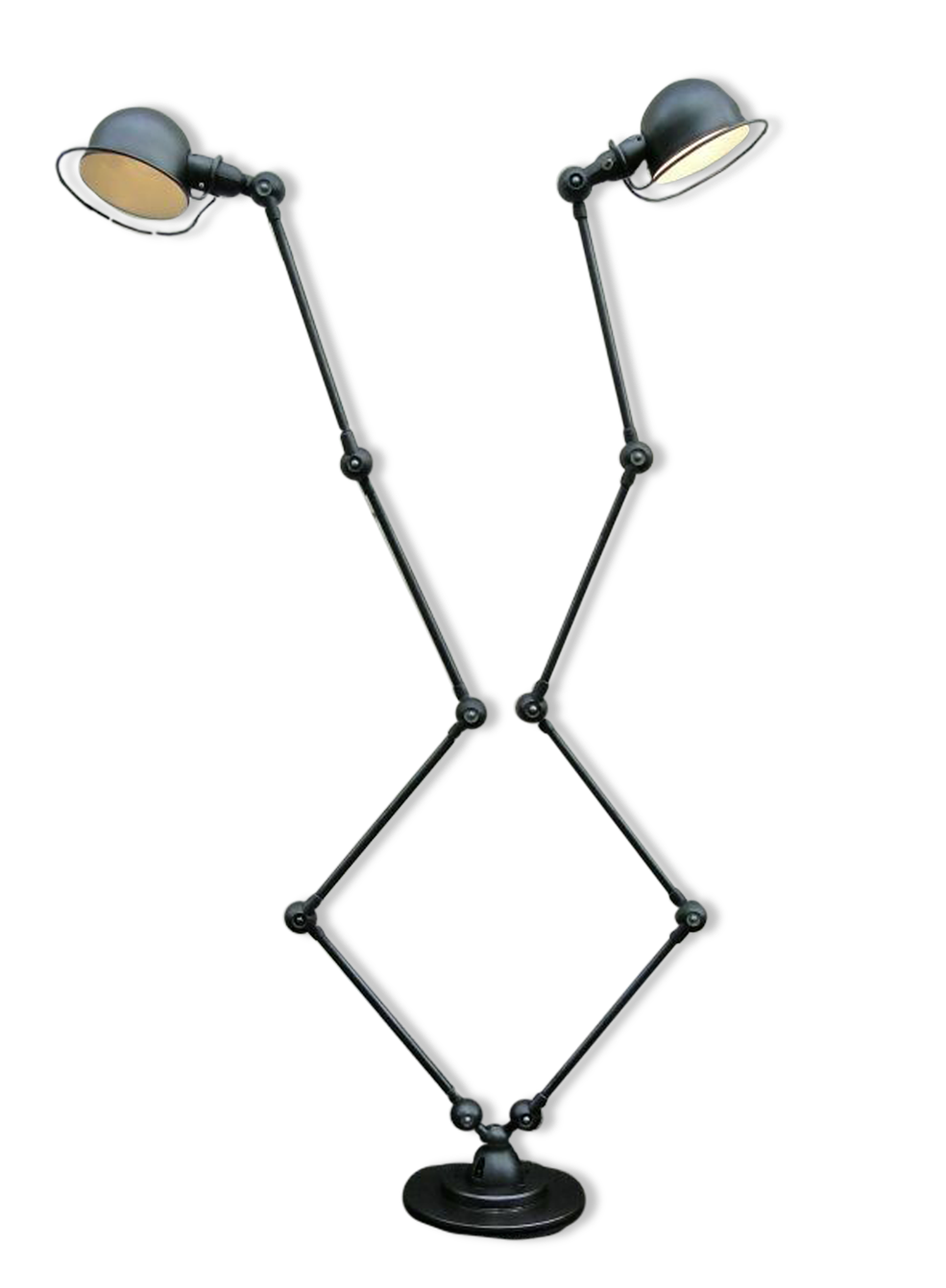 Double Industrial Graphite Floor Lamp 8-arm Jieldé by Jean Louis Domecq France 1960