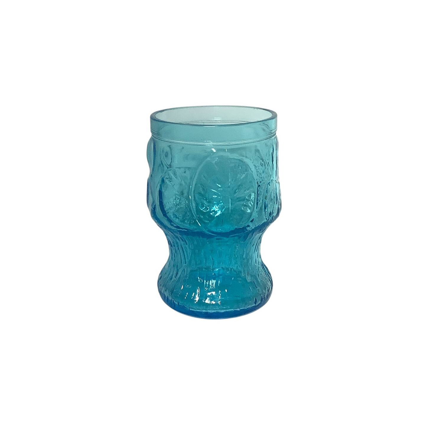Vintage Vemam lemonade set in embossed blue glass, Italy
