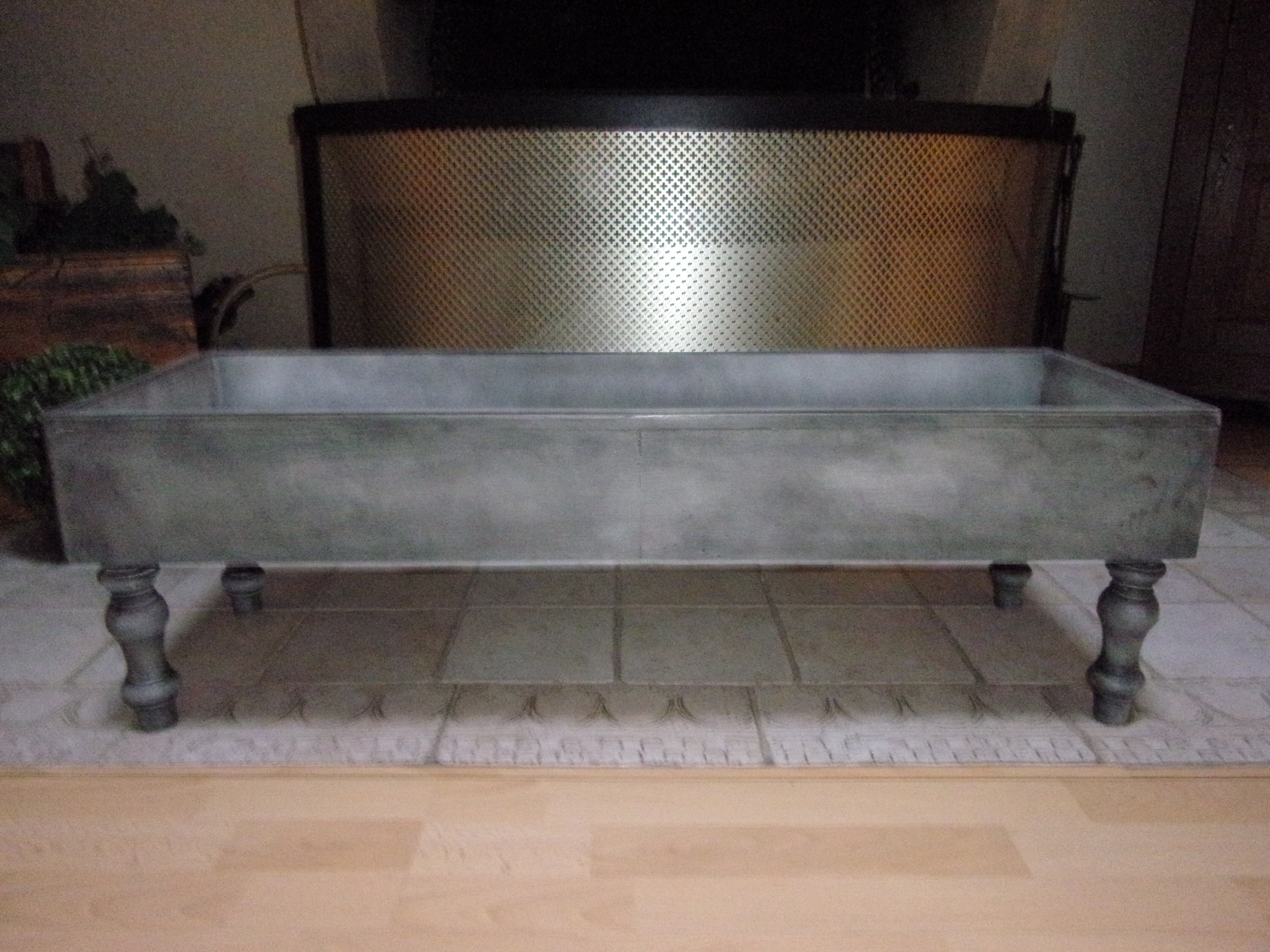 Large baroque style interior planter in gray patinated wood