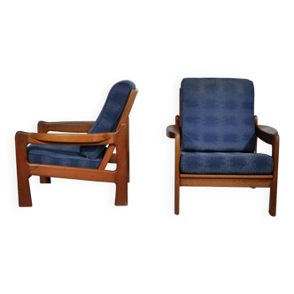 Danish design armchair set, teak, mid-century, Scandi design, 1970s