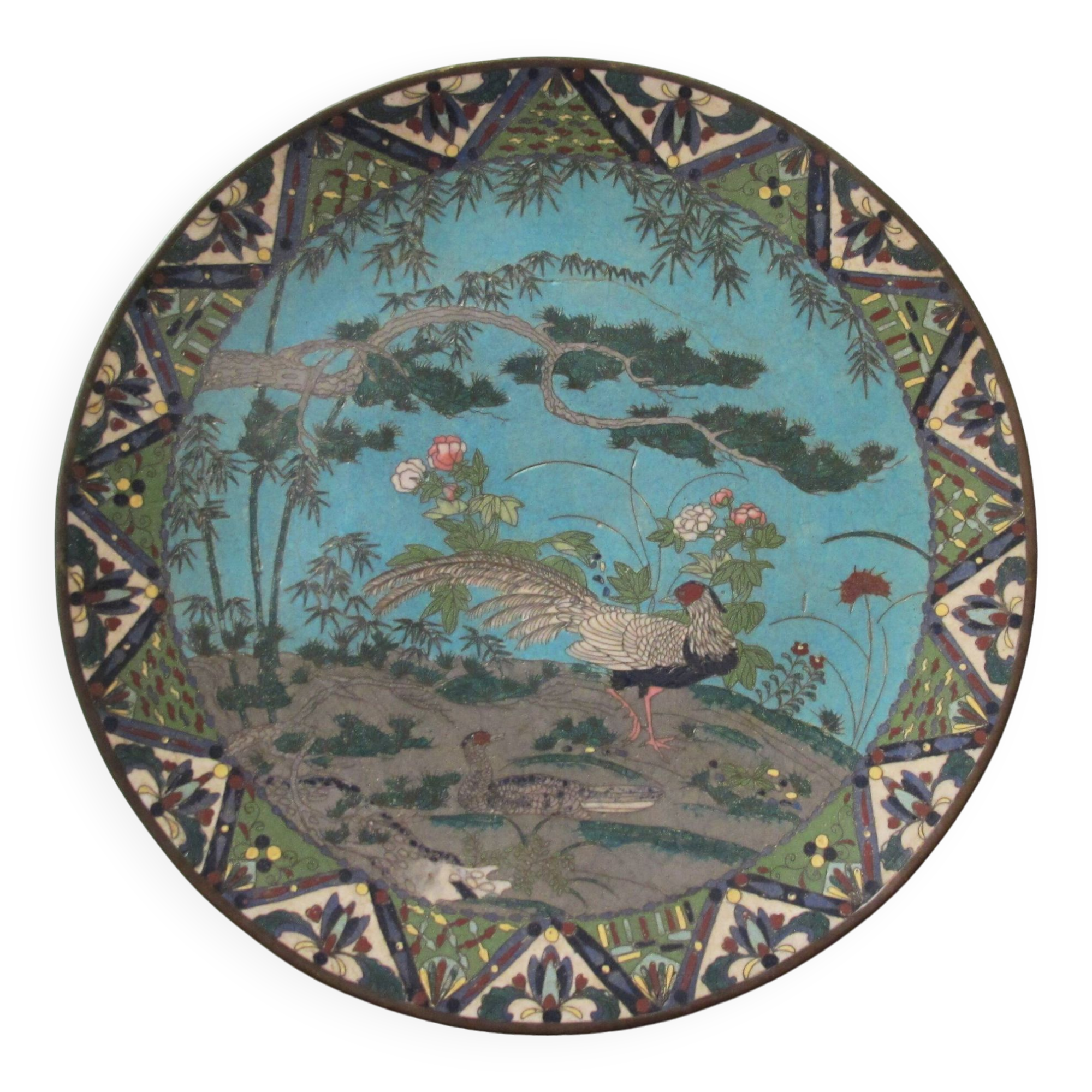 very large Chinese cloisonné enamel dish China 19th century