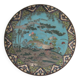 Plat en émaux cloisonnés, Chine 19è siècle