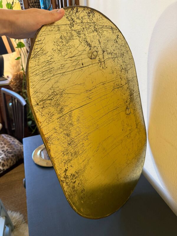 Miroir en laiton doré ancien, artisanat égyptien