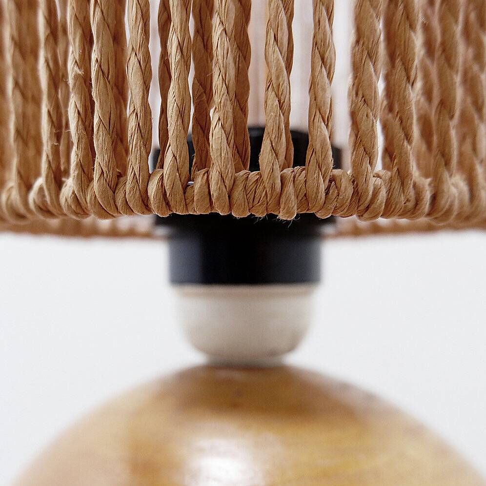 Lampe de chevet ou de table bohème vintage en bois et corde - 1970s