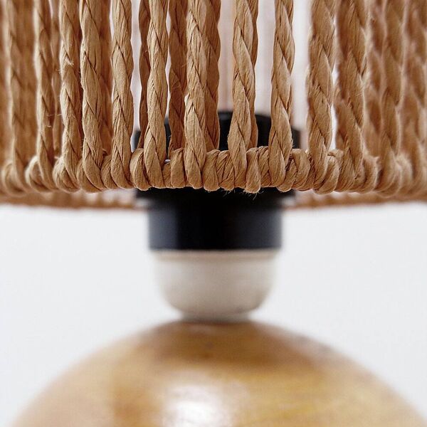 Lampe de chevet ou de table bohème vintage en bois et corde - 1970s