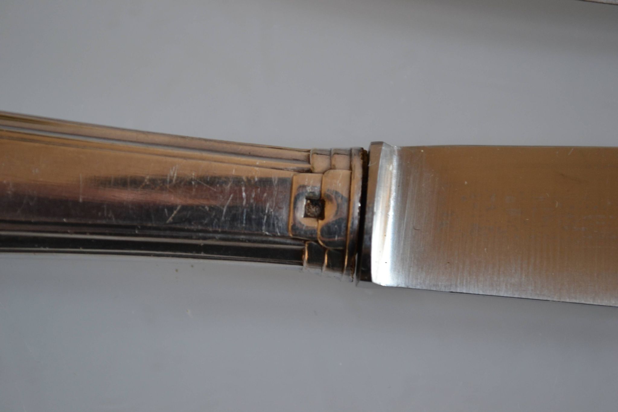12 art deco table knives silver metal 25 cm monogram AR