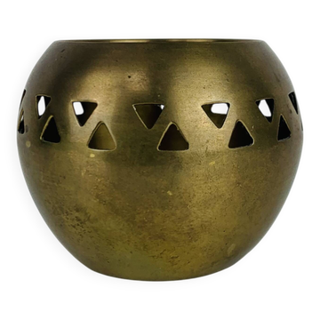 Vintage gold-plated brass candlestick, votive holder