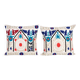Set of 2 vintage embroidered cushion covers 61x64 cm
