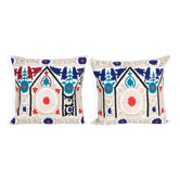 Set of 2 vintage embroidered cushion covers 61x64 cm
