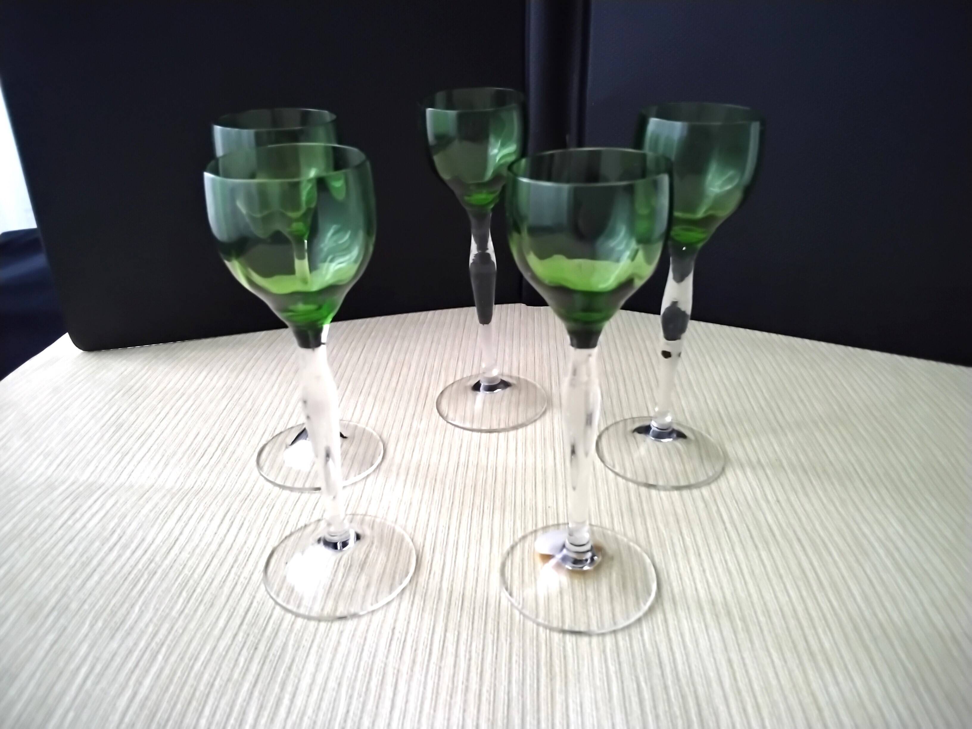 5 Blown Glass Liqueur Glasses