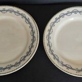 Pair of flat plates in Gien iron earthenware, Austerlitz decor