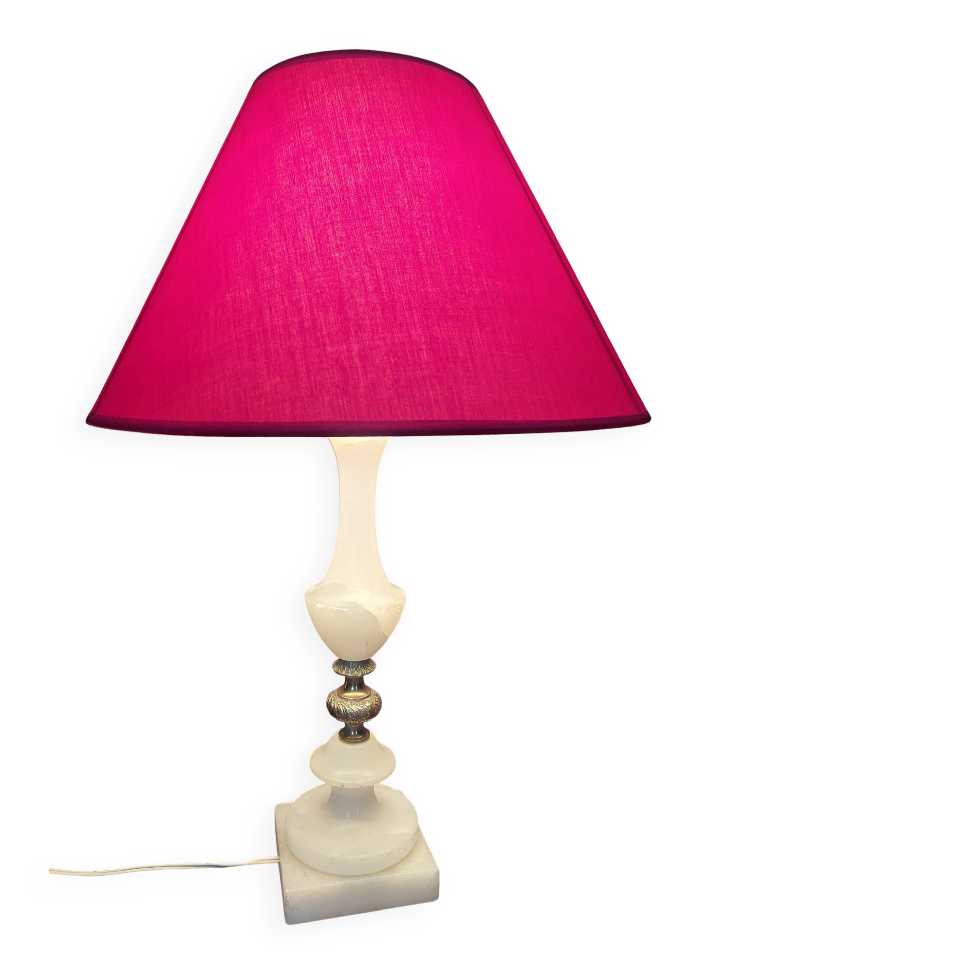 20th century alabaster and bronze base desk lamp