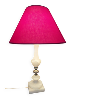 Lampe de bureau pied en albâtre et bronze XXème