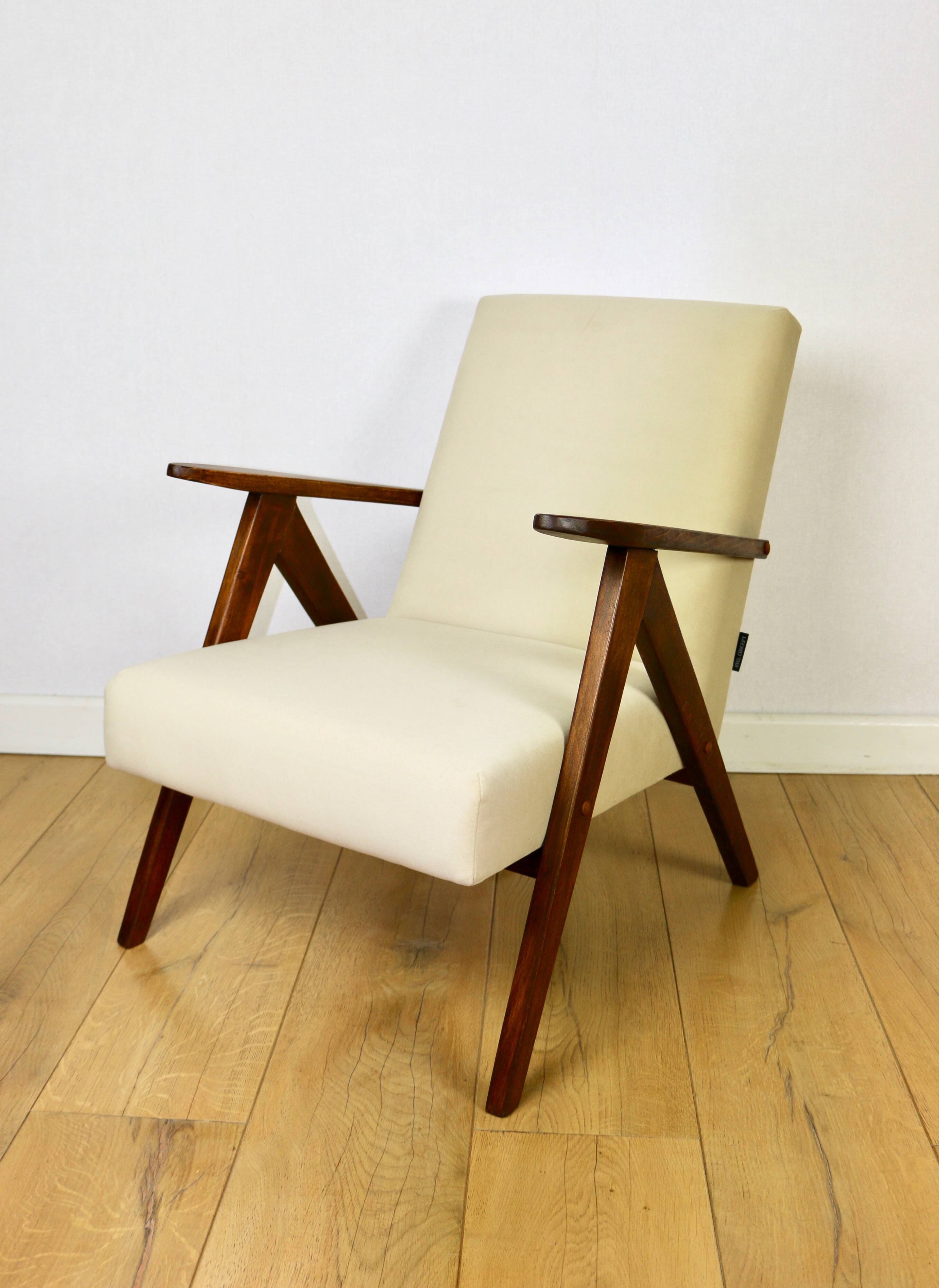 Vintage armchair B-310 VAR beige velvet from the Jade series - 2 pieces available