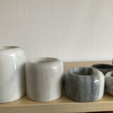 Set of 11 Carrara marble candlesticks from the 70s