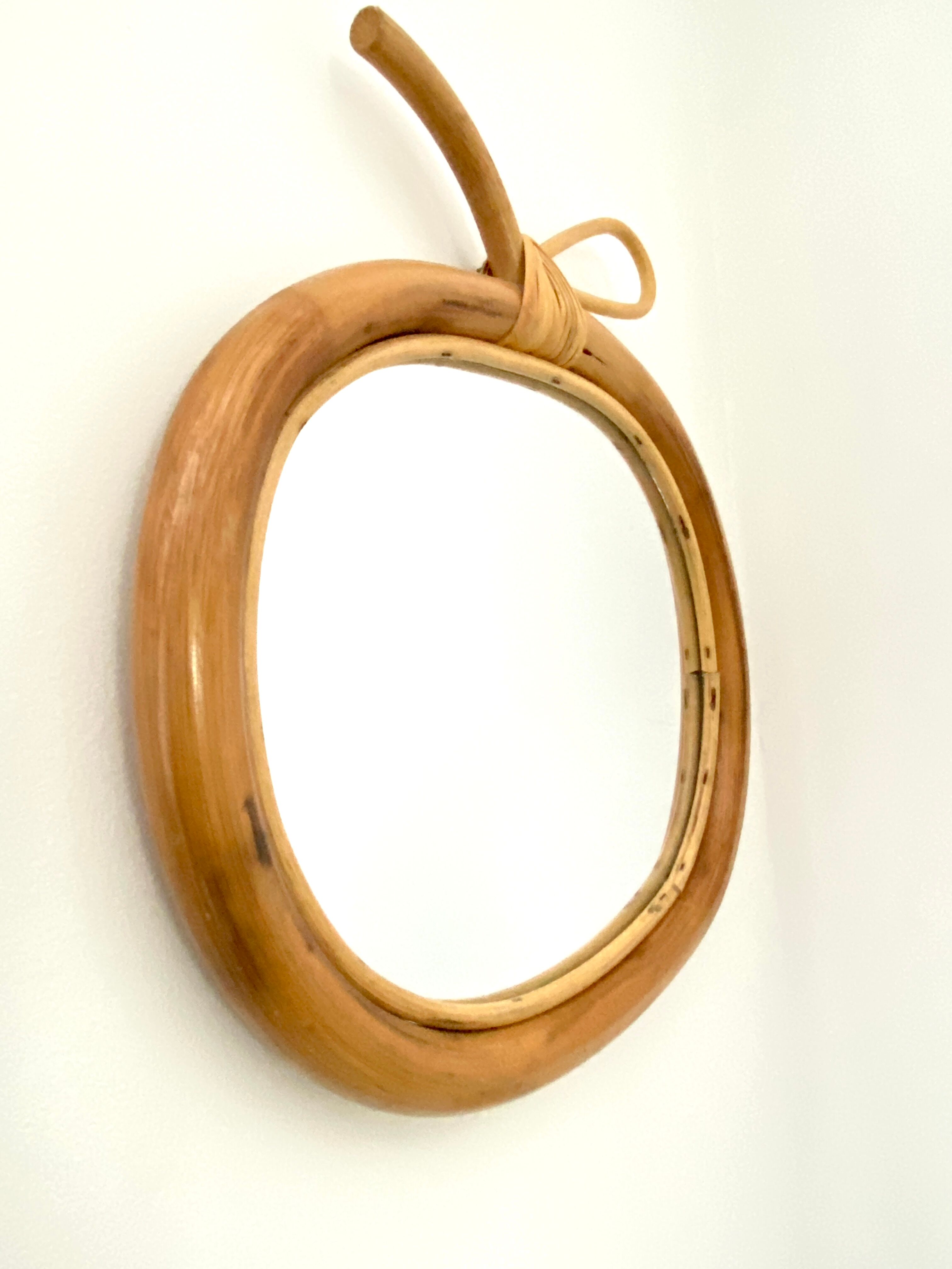 Vintage apple rattan mirror