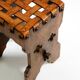 Beautiful 1940s oak stool with a seat made of leather straps