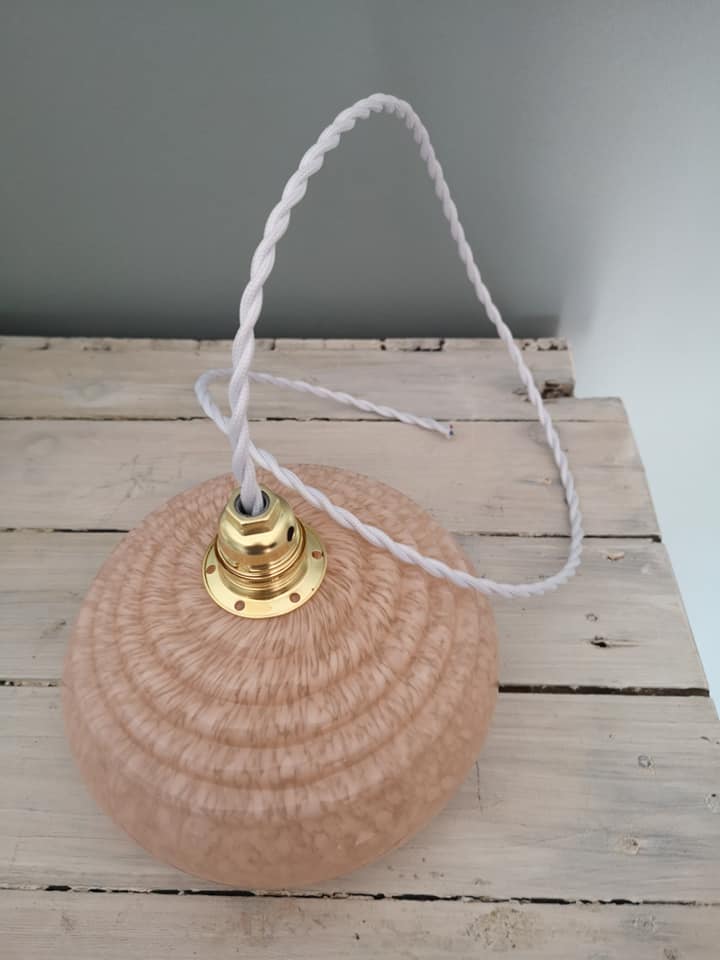 Lamp/suspension/walkman in pink clichy glass