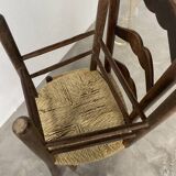 Pair of rustic oak straw chairs
