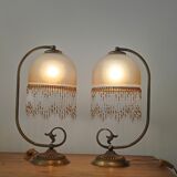 Pair of bedside lamps with grapevines