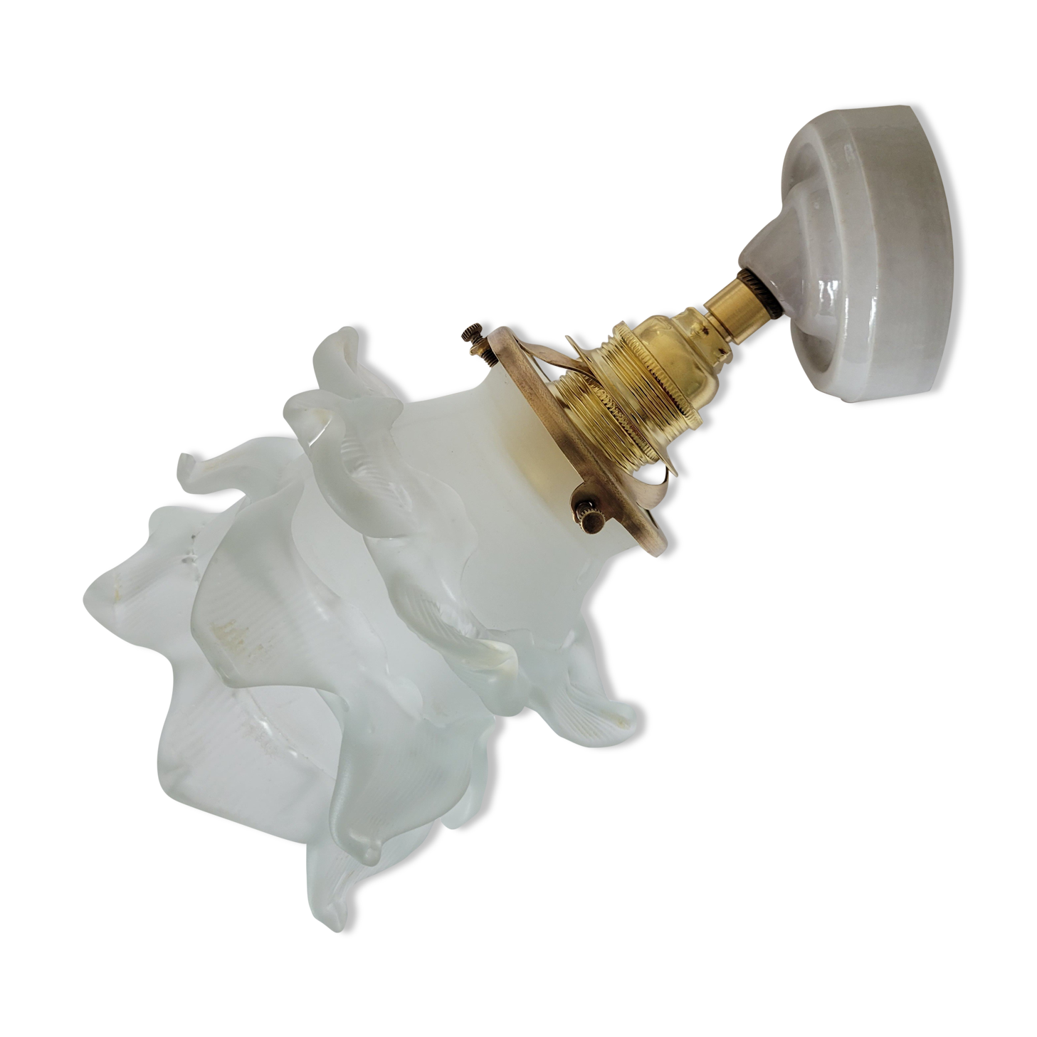 Glass and porcelain flower wall lamp