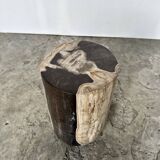 Small black, white and gray petrified wood side table H28cm D:18.5