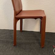 Brown leather zipped chair in Bellini style, Italian design.