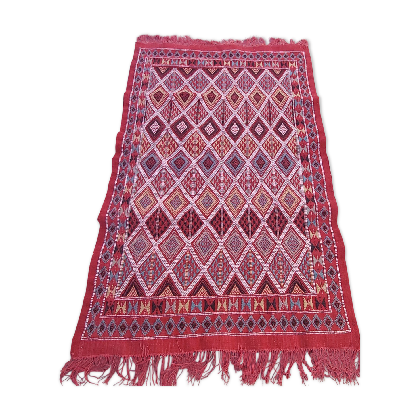 Traditional handmade red kilim rug 187-114cm