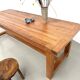 Large modernist farmhouse table in solid beech, thick dowelled top.