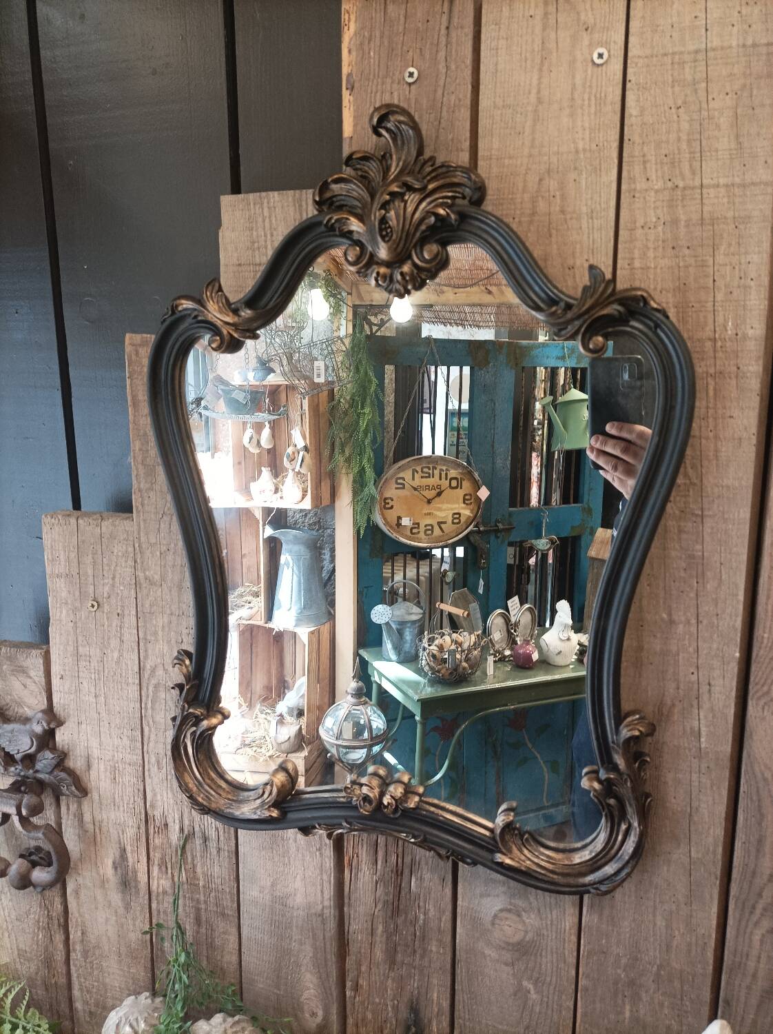 Black and gold baroque mirror