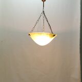 1970s vintage yellow speckled glass suspension – retro chain chandelier