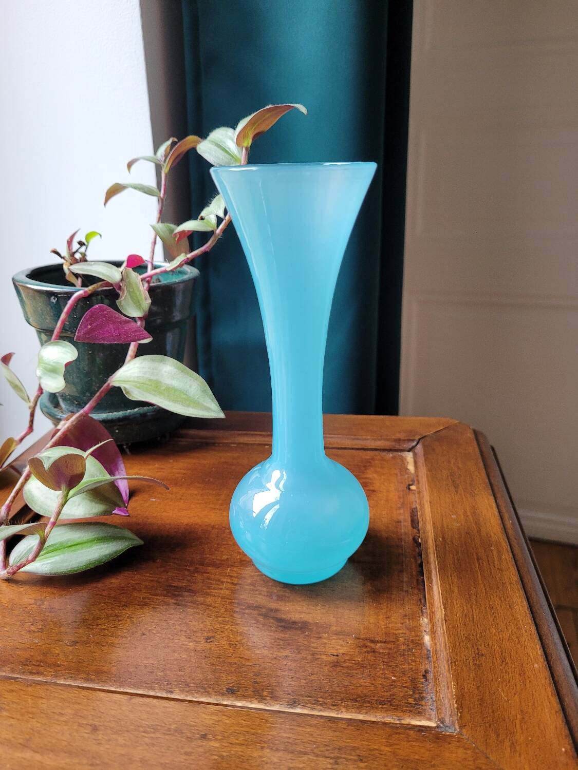 Blue opaline soliflore vase