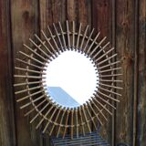 Vintage rattan sun mirror