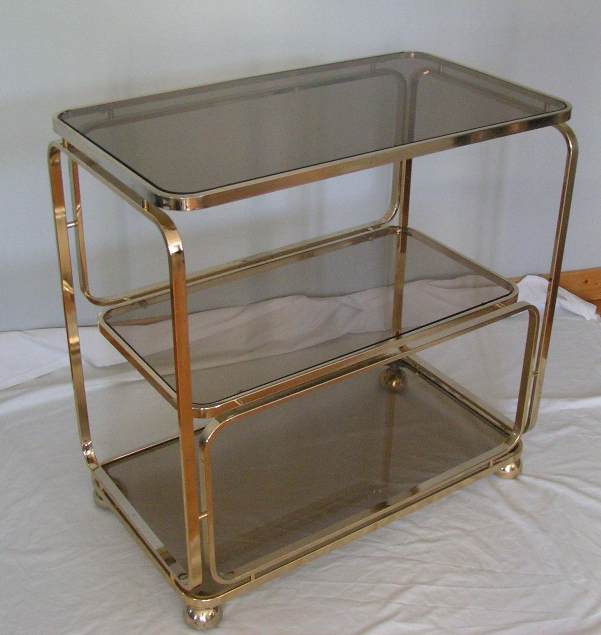 Service on wheels in gold brass and sunglasses - signed