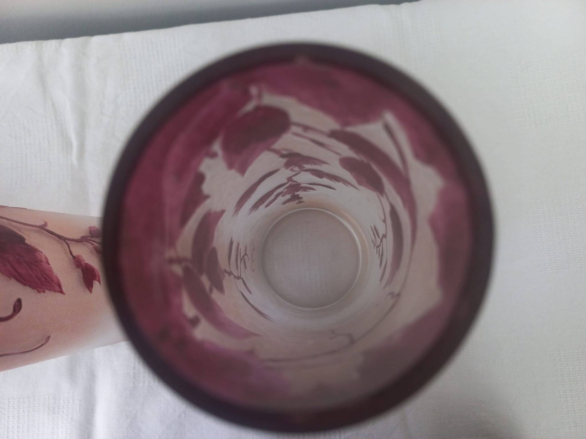 Pair of frosted ruby glass Legras vases