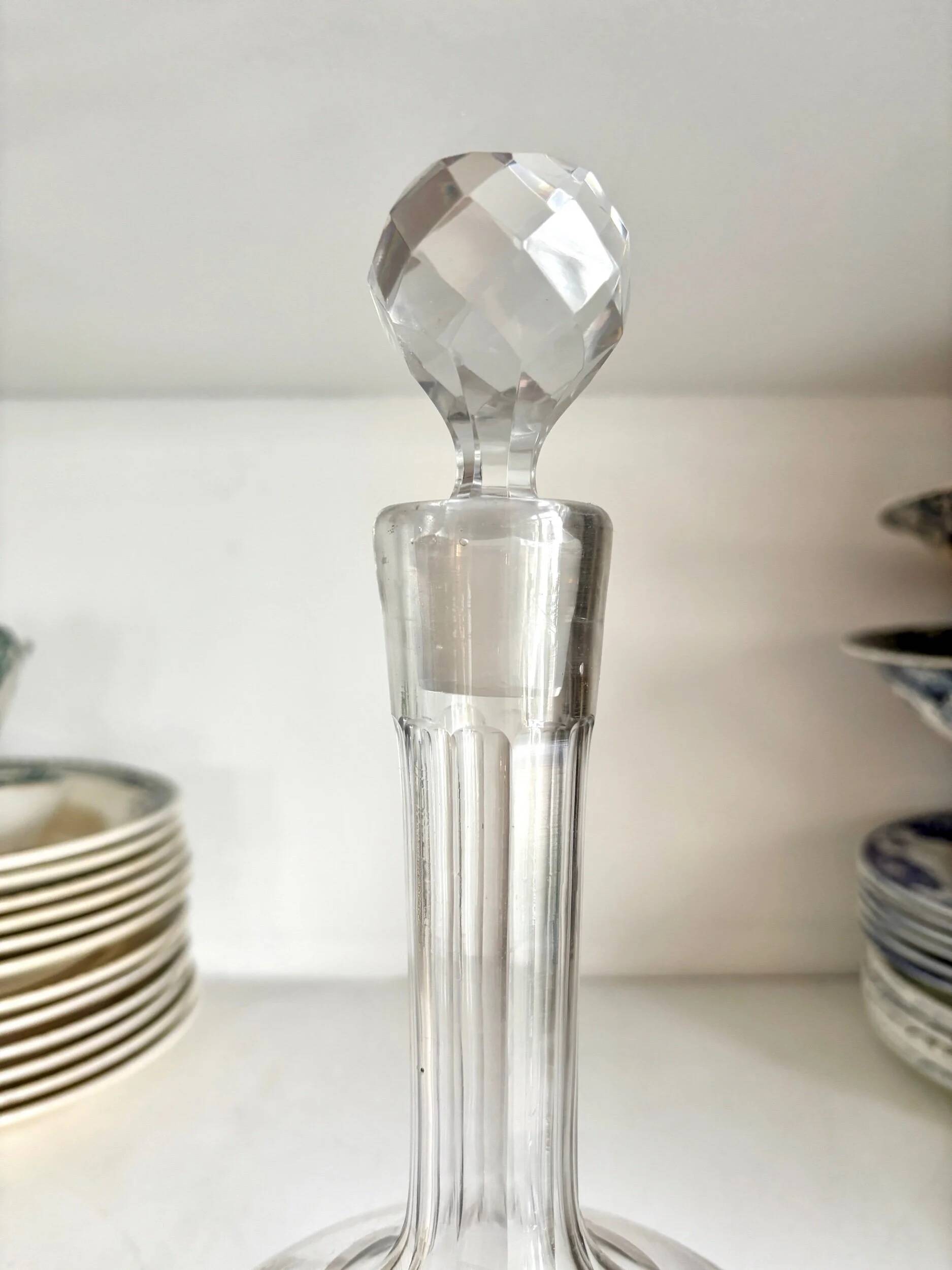 Chiseled glass liqueur carafe