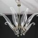 Extraordinary Large Transparent Murano Glass Leaves Chandelier by Franco Lu