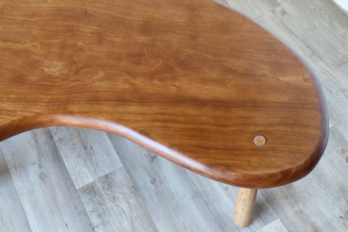 Vintage "bean" coffee table in solid wood, 1960
