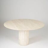 Round travertine dining table