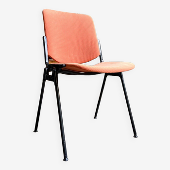 Peach cotton and black metal chair, 1960s