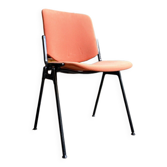 Peach cotton and black metal chair, 1960s